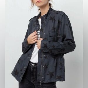 Rails Trey Jacket Charcoal w/ Oversized Stars Boho Casual Military - M